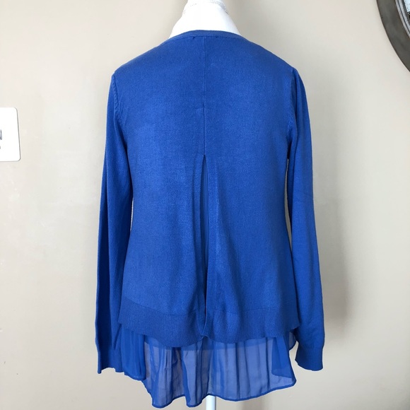 Milano Blue Sweater With Sheer Lining & Split Back - Picture 2 of 7